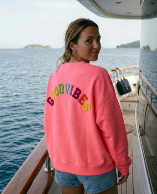 Good Vibes Cotton Sweatshirt 'Neon Pink'
