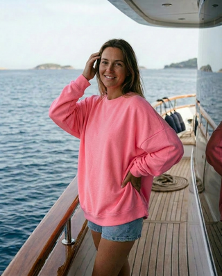 Good Vibes Cotton Sweatshirt 'Neon Pink'