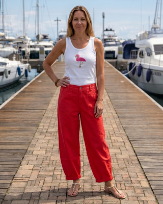 Marla Cotton Trousers 'Tomato Red'