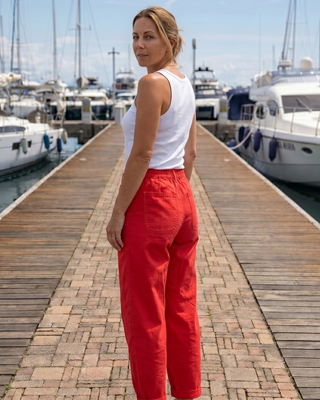 Marla Cotton Trousers 'Tomato Red'