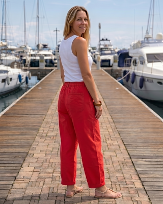 Marla Cotton Trousers 'Tomato Red'