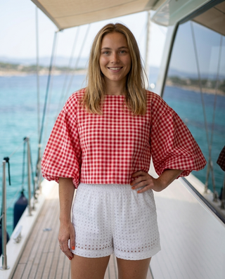 Luna Broidery Anglaise Shorts 'White'