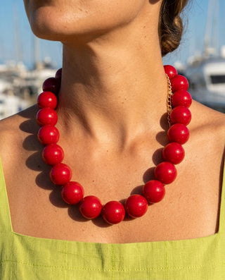 Dakota Beaded Necklace 'Red'