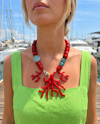 Bonita Coral Necklace 'Red & Blue'