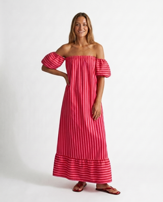 Sapphire Bloom Striped Dress 'Red & Pink'
