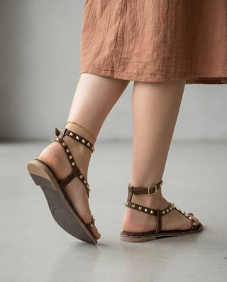 Dakota Flat Sandals 'Brown & Gold' SUNDAY