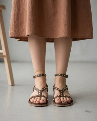 Dakota Flat Sandals 'Brown & Gold' SUNDAY