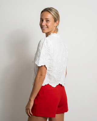 Seabelle Embroidered Top 'White'