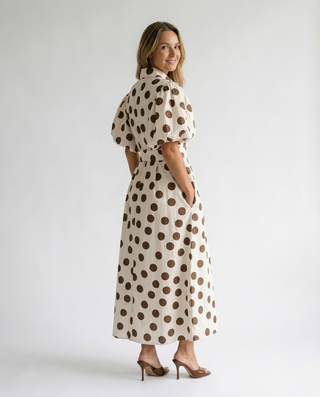 Opaline Polka Dot Dress 'Cream & Brown' LIVE 23/7