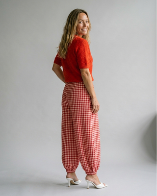 Cherry Blossom Gingham Pants 'Baby Pink & Red'