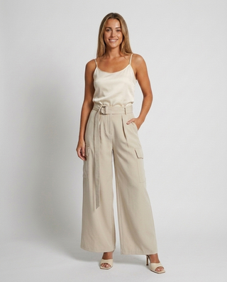 Julia Wide Leg Trousers 'Beige' LIVE