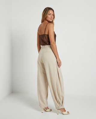 Gemma Balloon Leg Trousers 'Beige' LIVE