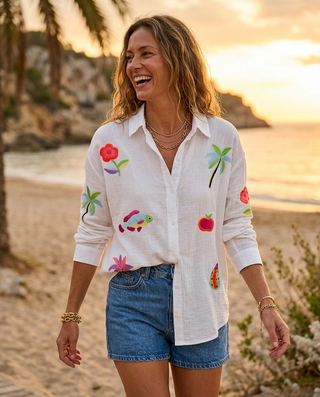 Chantilly Cheesecloth Embroidered Shirt 'White'