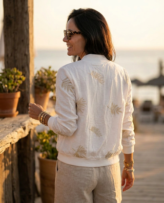 Bianca Viscose Bomber Jacket 'White & Beige' LIVE 16/7