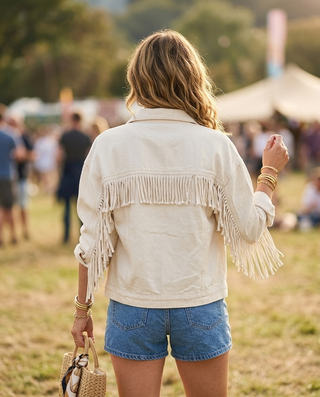 Opal Fringed Denim Jacket 'Cream' LIVE 30/7
