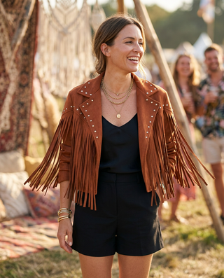 Texas Suedette Fringe Jacket 'Rust' LIVE