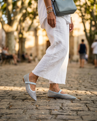 Alessia Crystal Flats 'Baby Blue'