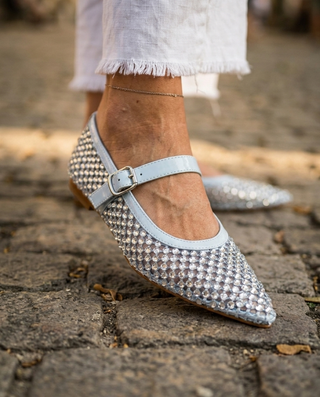 Alessia Crystal Flats 'Baby Blue'