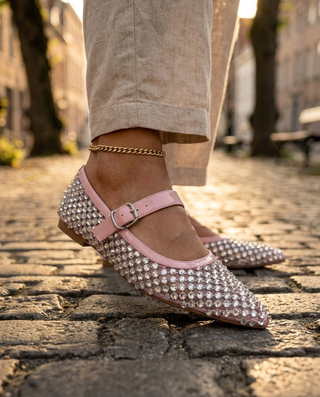 Alessia Crystal Flats 'Baby Pink'