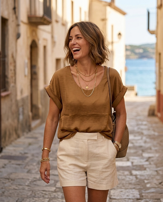 Cloud Viscose Top 'Toffee'