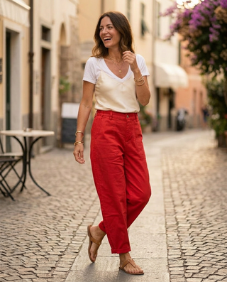 Marla Cotton Trousers 'Red'