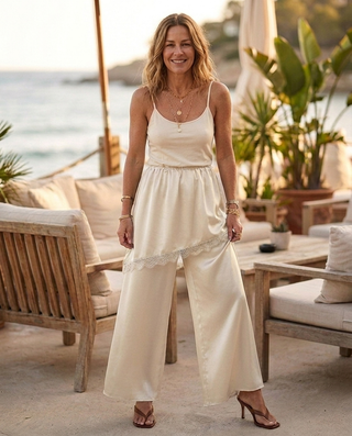 Bluebell Viscose Lace Cape Trousers 'Cream' LIVE 23/7