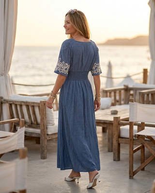 Violetta Embroidered Dress 'Denim Blue' LIVE 23/7