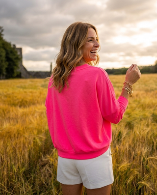 Alessia V-Neck Sweatshirt 'Neon Pink'