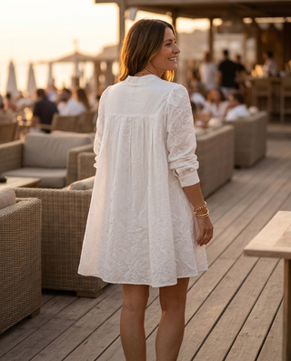 Ciara Broderie Anglaise Cotton Dress 'White' LIVE 23/7