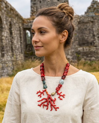 Coral Necklace 'Red & Turquoise'