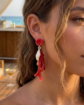 Reef Earrings 'Red & Gold'