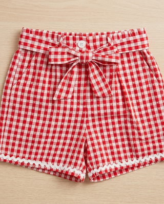 (NEW) Lilly Gingham Shorts 'Red & White'