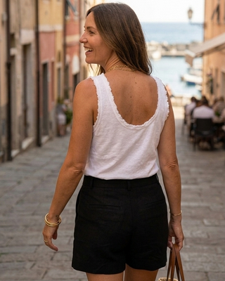 Theodora Frayed Top 'White'