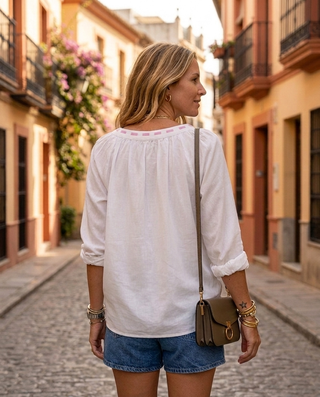 Fiore Linen Blouse 'White' LIVE 30/7
