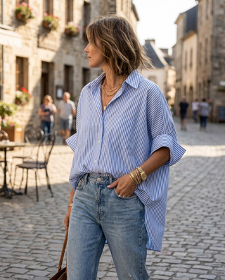 Faye Striped Oversized Shirt 'Blue & White' LIVE 30/7
