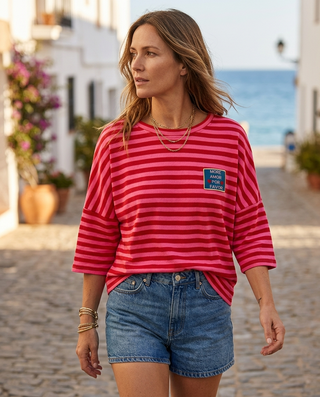 Amor Stripes Sweatshirt 'Neon Pink & Red' LIVE 30/7