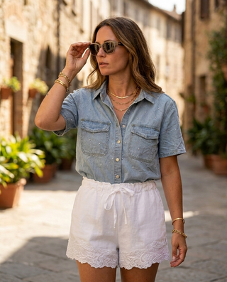 Catania Lace Shorts 'White'