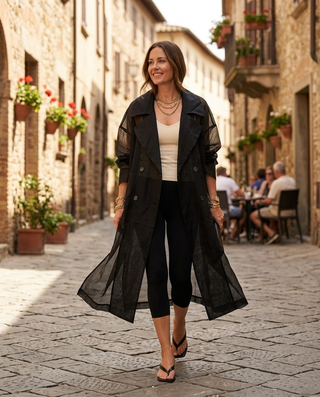 Vivienne See Through Trench Coat 'Black'