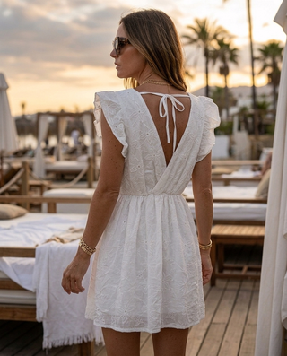 Lara Cotton Broderie Anglaise Dress 'White'