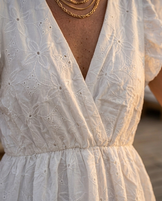 Lara Cotton Broderie Anglaise Dress 'White'