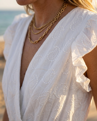 Orion Cotton Broderie Anglaise Dress 'White'