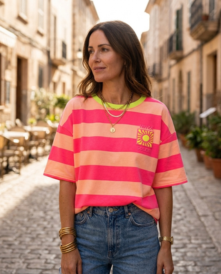 Ibiza Striped Neon Sweathirt 'Neon Pink & Light Orange' LIVE 6/8