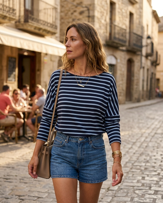 Ika Striped T-Shirt 'Navy & Blue'