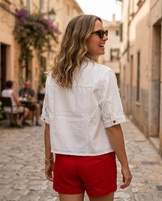 Victoria Short Sleeves Denim Shirt 'White' LIVE 20/8