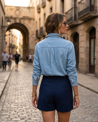 Victoria Long Sleeves Denim Shirt 'Denim'