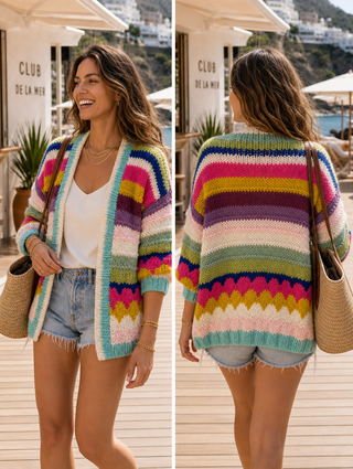 Wildberry Wool Hand Knitted Cardigan 'Multicoloured'