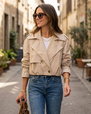 Genevieve Cropped Trench 'Beige'