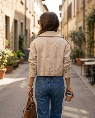 Genevieve Cropped Trench 'Beige'