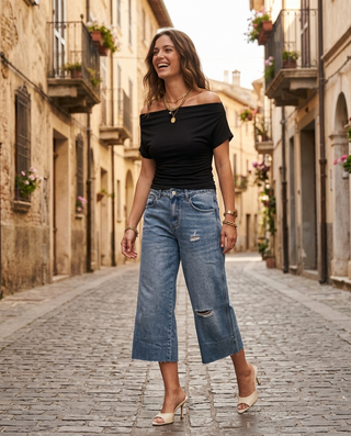 Mallory Wide Leg Cropped Jeans