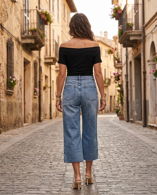 Mallory Wide Leg Cropped Jeans